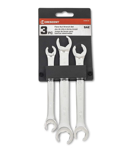 3 Pc SAE Flare Nut Line Wrench Set Bundle